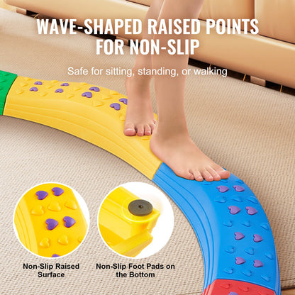Balance Beam Stepping Stones, 8 PCS Toddler Balance Boards Non-Slip Textured Surface & Rubber Pads, Montessori Toy for Kids 2-6, Build Coordination and Gross Motor Skills, Indoor or Outdoor Play