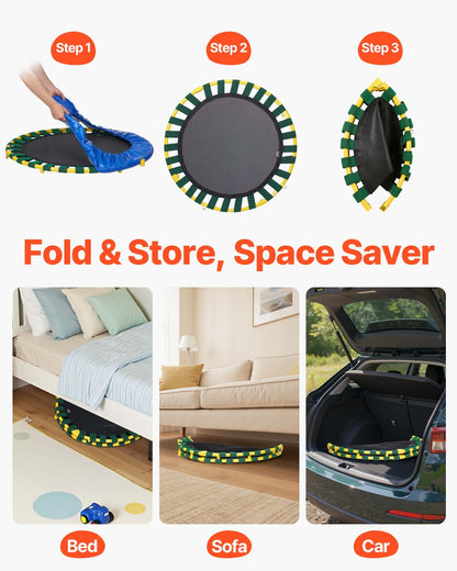 91,4 cm studsmatta för barn, 91,4 cm studsmatta för inomhus-/utomhusbruk för småbarn, hopfällbar mini-babystudsmatta med skumhandtag, rekreationsstudsmatta som födelsedagspresent för barn från 3 år