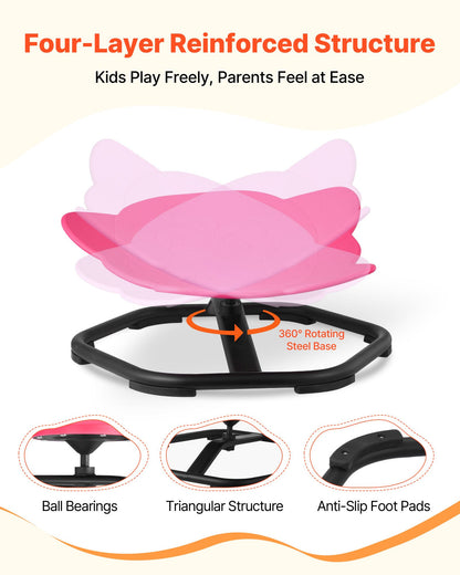 Kids Swivel Chair, 220 lbs Capacity, Elephant Shape Sensory Spinning Chair, Autistic Kids Sensory Toy Seat with Non-Slip Metal Base, Toddler Sit & Spin Seat for Coordination Balance Focus, Red