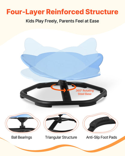 Kids Swivel Chair, 220 lbs Capacity, Elephant Shape Sensory Spinning Chair, Autistic Kids Sensory Toy Seat with Non-Slip Metal Base, Toddler Sit & Spin Seat for Coordination Balance Focus, Blue