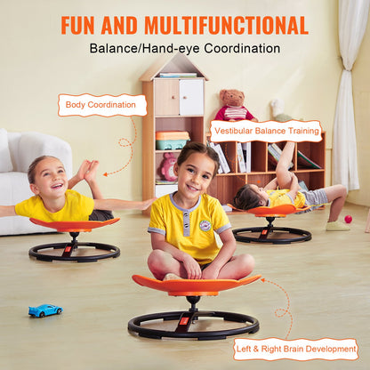 Elephant Kids Swivel Chair, 220 LBS Capacity, 360° Spinning Chair, Autistic Kids Sensory Toy Chair with Non-Slip Metal Base, Toddler Sit and Spin Chair for Coordination Balance Focus Orange