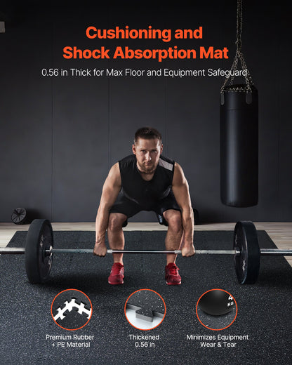 0,56 tum tjocka gymmattor, 12 plattor gummitopp med EVA-skum, 25" x 25" träningsmattor för gymgolv med 48 kvm täckning, sammankopplande pusselmattor för gym, hem, garage, svartvitt