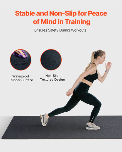 0,56 tum tjocka gymmattor, 25 plattor gummitopp med EVA-skum, 25" x 25" träningsmattor för gymgolv med 100 kvm täckning, sammankopplande pusselmattor för gym, hem, garage, svart och blå