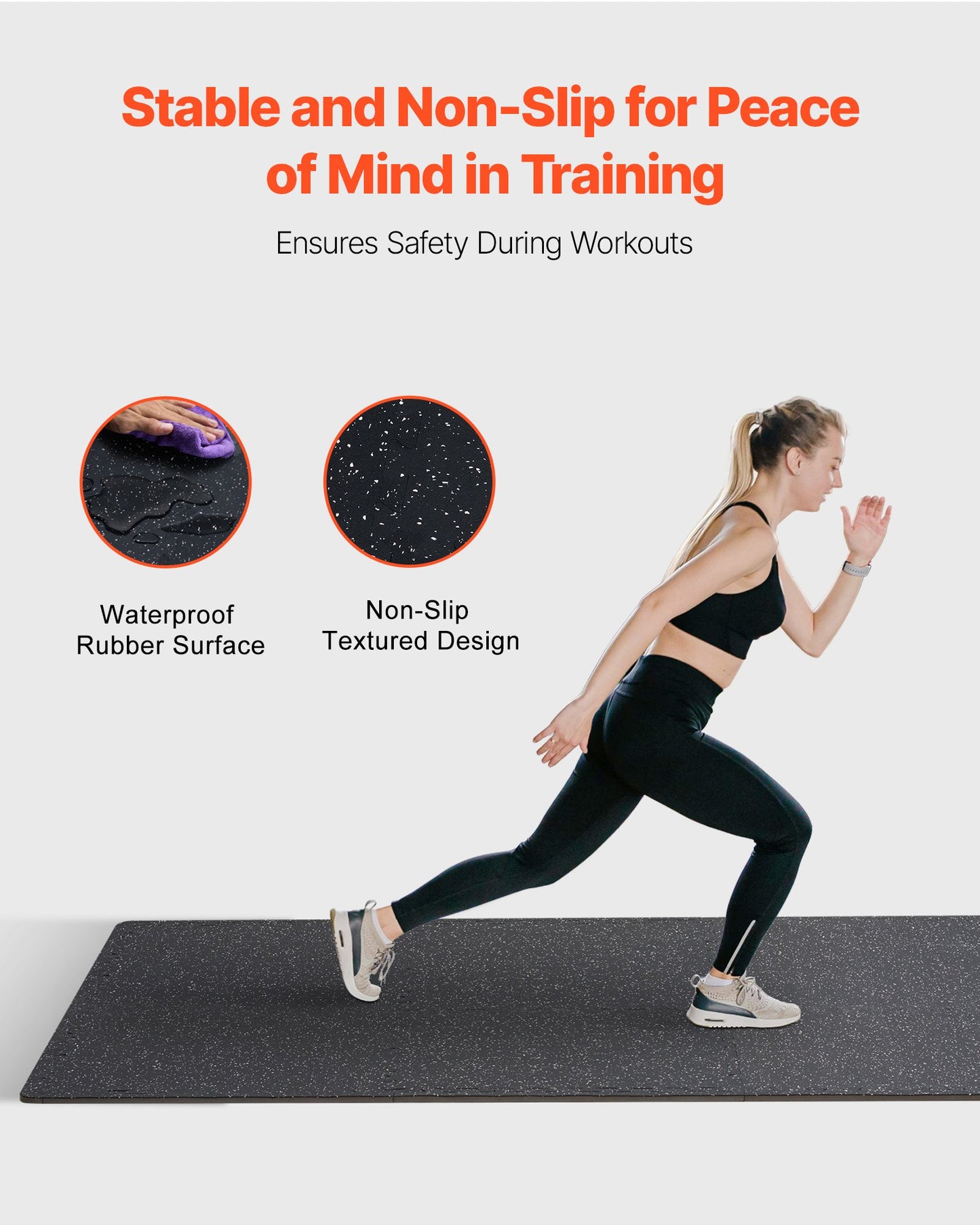 0.56 Inch Thick Gym Floor Mats, 25 Tiles Rubber Top with EVA Foam, 25" x 25" Gym Flooring Workout Mats with 100sq.ft Coverage, Interlocking Puzzle Gym Mats for Gym, Home, Garage, Black & White