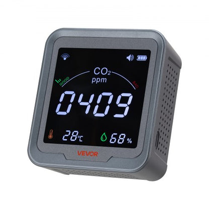 Carbon Dioxide Monitor, CO2 Controller with Temperature and Humidity Display, 4.57m NDIR Sensor Cable Carbon Dioxide Detector, CO2 Sensor for Outdoors, Home, Office, Car, Wall-Mounted Use