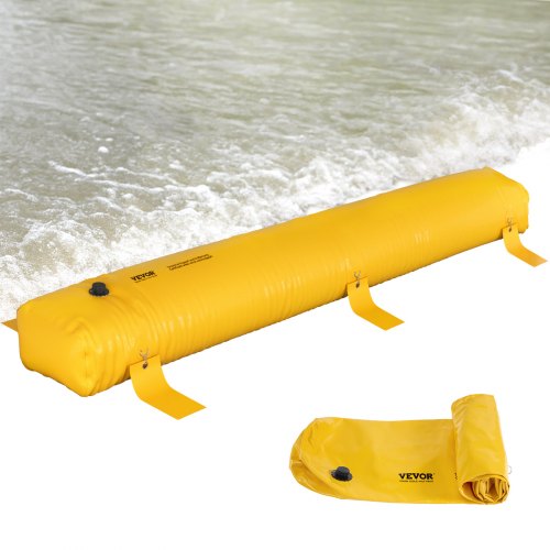 Flood Barrier, 3.66 m Length x 51 cm Height Sandbag Alternative, Water Barrier for Flooding with Great Waterproof Effect, Reusable PVC Water Diversion Tubes, Flood Barriers for Home, Door, Garage
