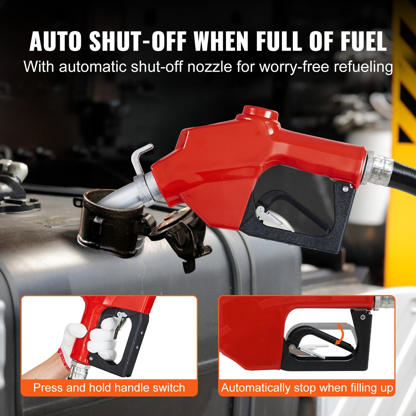 Fuel Transfer Pump, 12V DC 20 GPM 1/4 HP, Gasoline Extractor Pump with Automatic Nozzle, Discharge Hose & Suction Pipe for Gasoline, Diesel, Kerosene, Ethanol & Methanol Blends, and Biodiesel