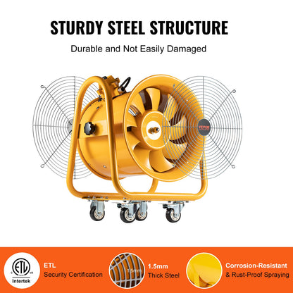 Portable Ventilator, 406.4mm Heavy Duty Cylinder Fan, 1100W Strong Shop Exhaust Fan 4240CFM, 5m Power Cord (No charging head), Industrial Utility Blower for Sucking Dust, Smoke Home/Workplace