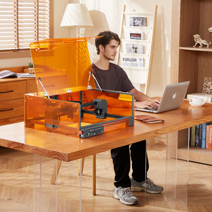 Lasergravör, 10W, lasergraverings- och skärmaskin med hölje, laserskärare och gravör, 300 x 300 mm arbetsyta, 7000 mm/min, för trä, läder, glas, vissa metaller, klass 1