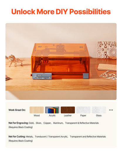 Laser Engraver, 20W, Laser Engraving and Cutting Machine with Enclosure, Laser Cutter Engraver Machine, 7000 mm/min, 300 x 300 mm Working Area, for Wood, Leather, Glass, Certain Metal, Class 1