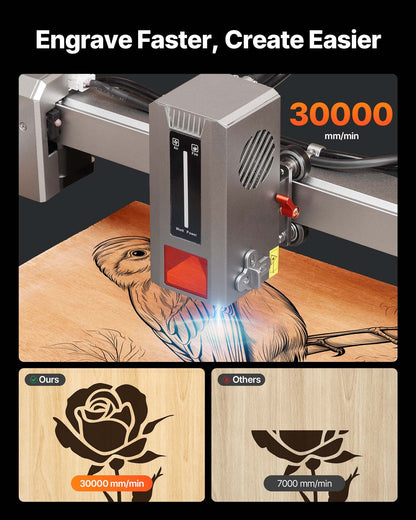 Laser Engraver, 20W, Laser Engraving and Cutting Machine with Enclosure Camera, Laser Cutter, 400 x 400 mm Working Area, 30000 mm/min, for Wood, Leather, Glass, Paper, Certain Metal, Class 1