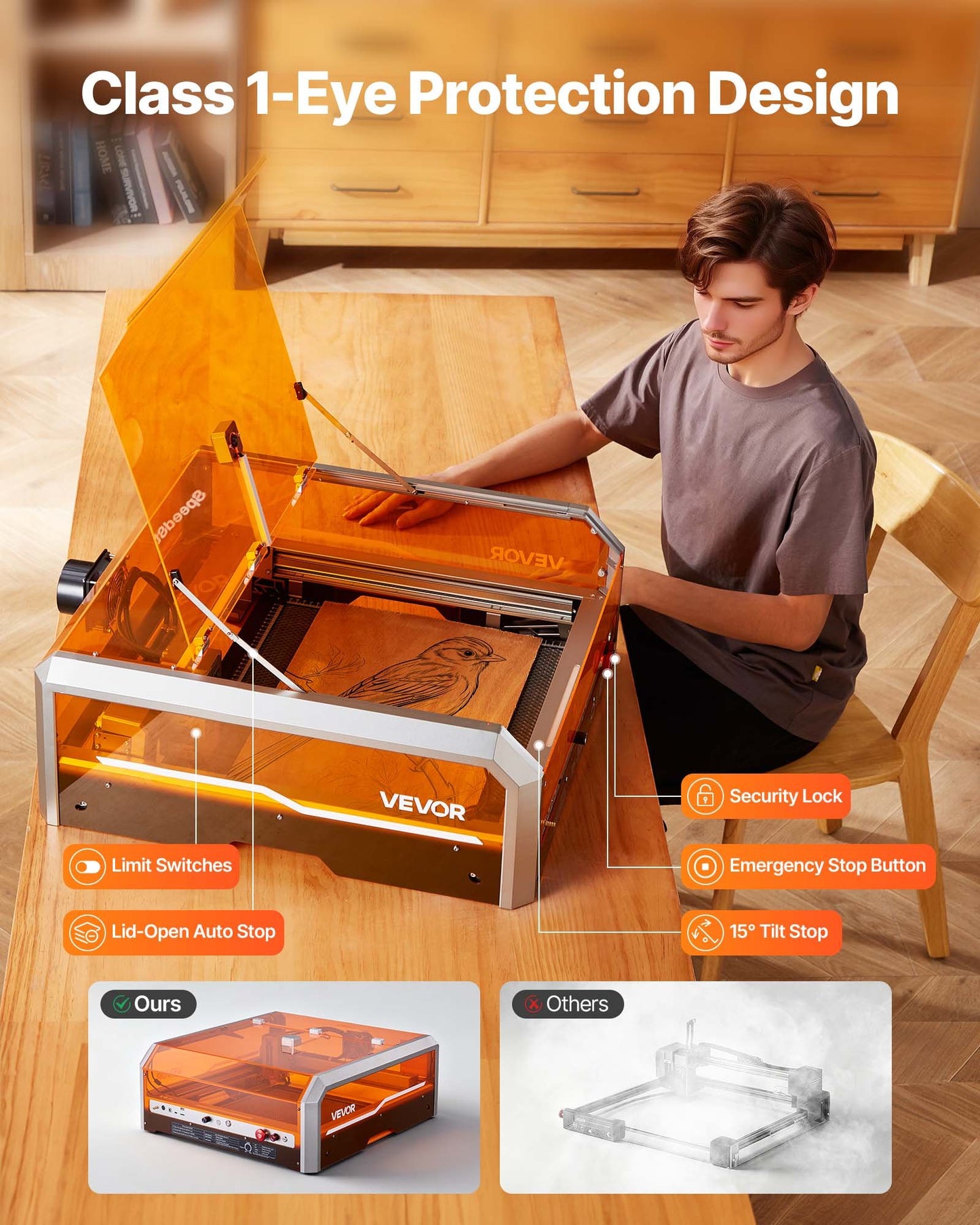 Laser Engraver, 20W, Laser Engraving and Cutting Machine with Enclosure Camera, Laser Cutter, 400 x 400 mm Working Area, 30000 mm/min, for Wood, Leather, Glass, Paper, Certain Metal, Class 1