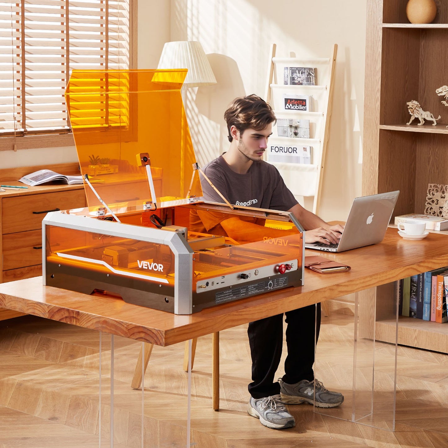 Laser Engraver, 20W, Laser Engraving and Cutting Machine with Enclosure Camera, Laser Cutter, 400 x 400 mm Working Area, 30000 mm/min, for Wood, Leather, Glass, Paper, Certain Metal, Class 1