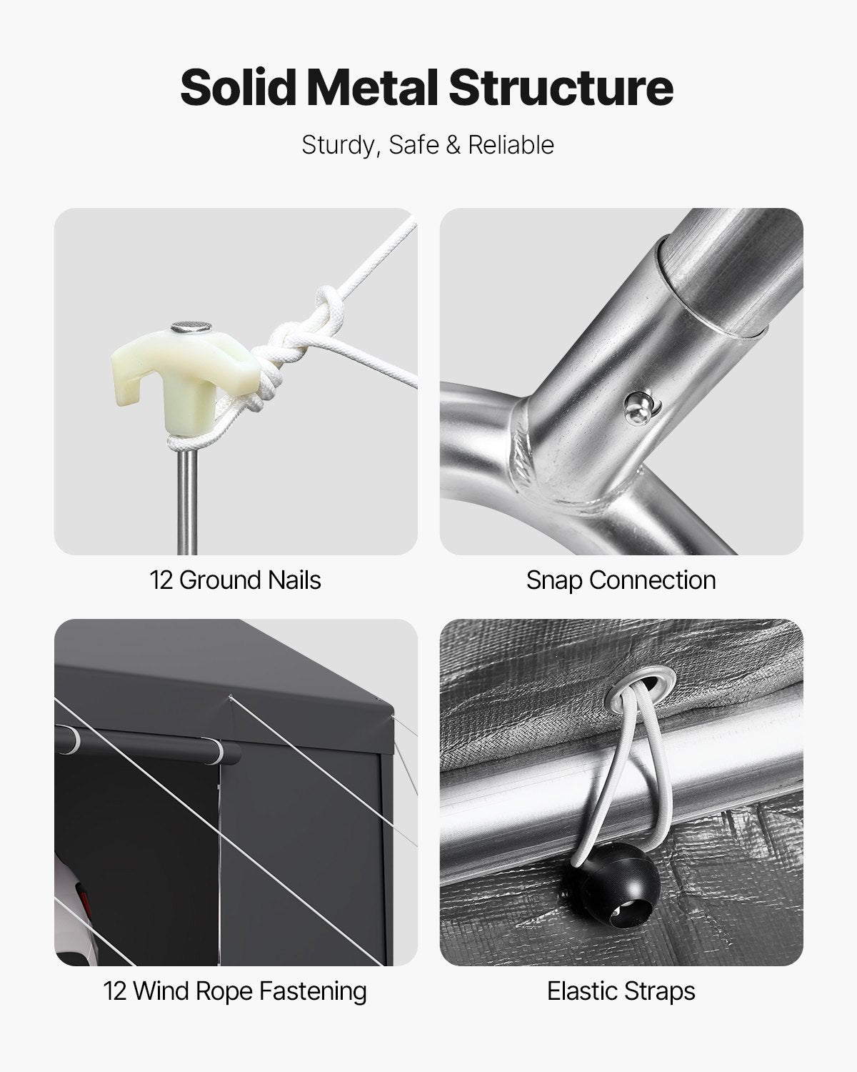 Carport, 12 x 20 fot utomhustak för bil, dricksskyddad carport med avtagbara sidoväggar och dörr, kraftigt bilskydd, UV-beständigt och vattentåligt, året runt-skydd för bil och båt, grå