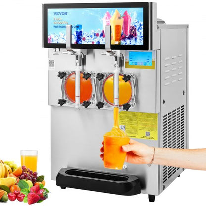 8L / 2.1 Gal Double Bowl Commercial Slushy Machine Margarita Smoothie Frozen Drink
