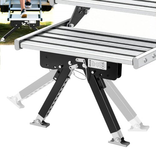 RV Step Stabilizer, Height Adjustable Step Stabilizer Kit, Camper Stair Stabilizers with Powder Coated Steel for 5th Wheels, Travel Trailers and Motorhomes, Adjustable from 76.2mm to 381mm
