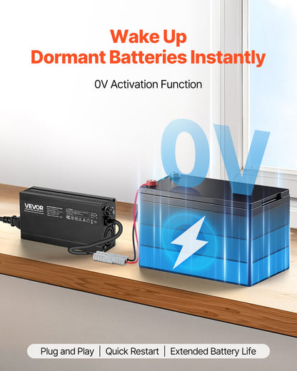 12V 10A litiumbatteriladdare, 14.6V, AC-DC LiFePO4 smart laddare, med Anderson-kontakt, LED-indikator, 0V-aktivering, för litium-LiFePO4-djupcykelladdningsbara batterier för båt, husbil