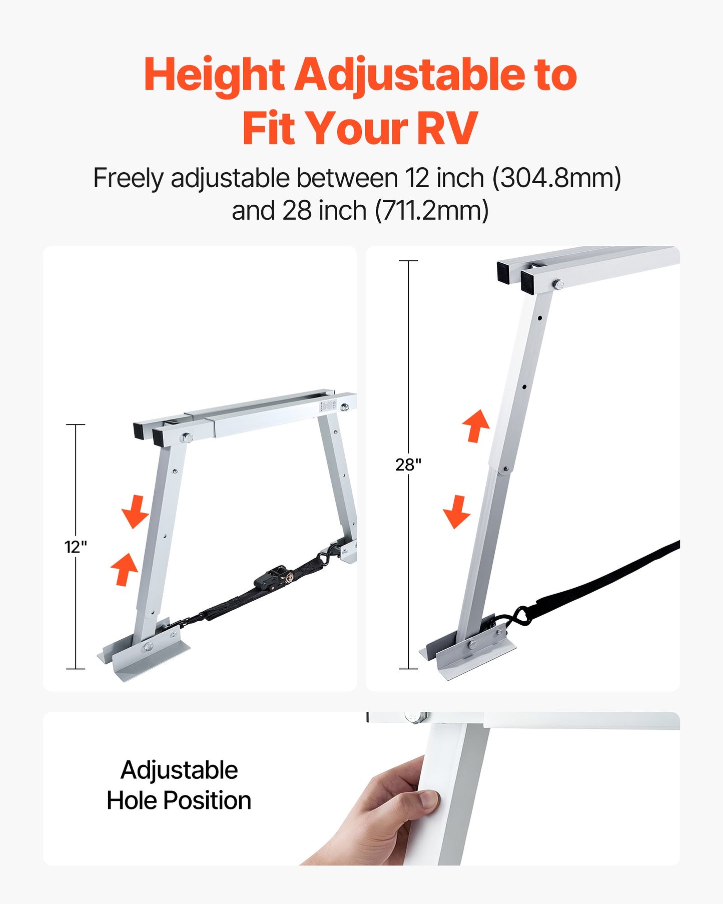 Universal RV Stabilizer, RV Bumper Stabilizer for Trailers, Campers, Fifth Wheel, Compact Foldable Design for Easy Storage, Adjustable Height from 304.8mm to 711.2 mm, Reduces RV Wobble, 1 Pack