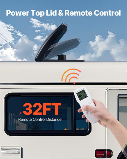 RV Vent Fan, 14 inch RV Roof Vent Fan 12V, Powerful 10-Speed Reversible Fan with Remote Control, Built-in DC Motor, Power Top Lid,12 inch Fan Blade,Fits 14 x14 inch Roof Openings