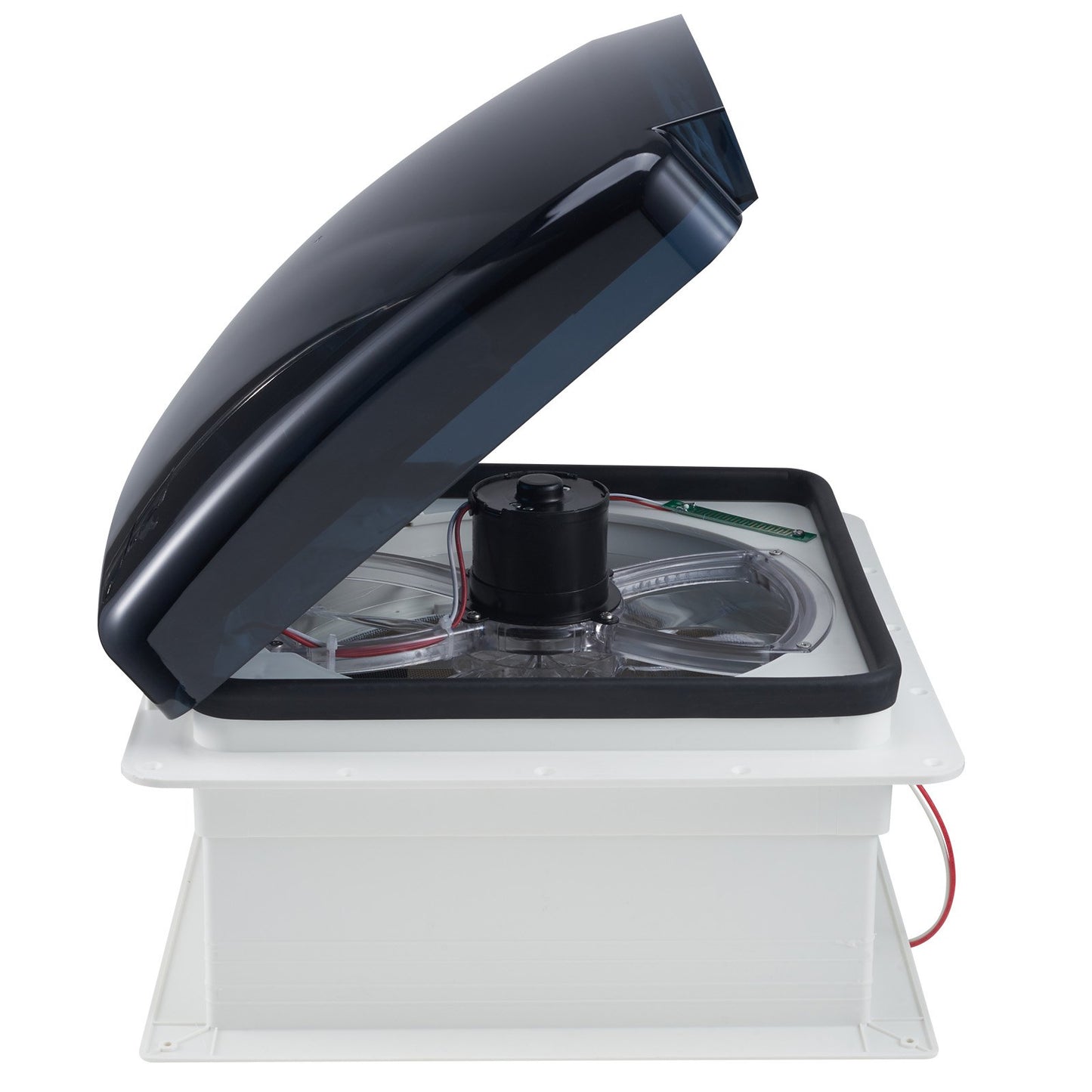 Husbilsfläkt, 14-tums takfläkt för husbil 12V, kraftfull 10-växlad reversibel fläkt med fjärrkontroll, inbyggt regnskydd, elektriskt lock, 12-tums fläktblad, passar 14 x 14-tums taköppningar