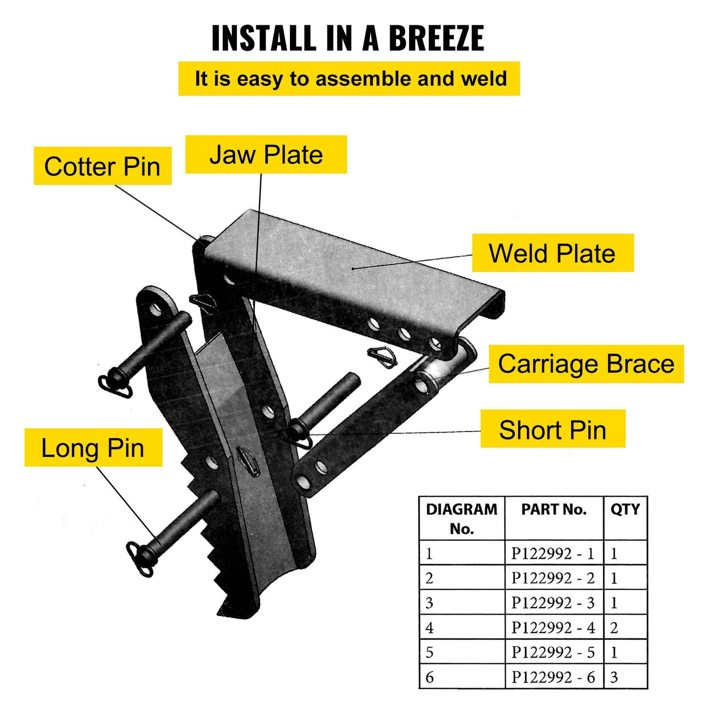 18\" Backhoe Thumb, 1/2\" Teeth Thickness Heavy Duty Excavator Thumb, Black Steel Weld On Thumb Attachments with 12mm Bolt-On Design Adjustable Mechanical Thumb for Backhoe/Excavator
