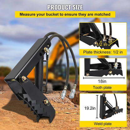 Hydraulic Backhoe Thumb, 45.72 cm 12.70 mm Thickness Heavy Duty Excavator Thumb, Black Steel Weld On Thumb Attachments with Hydraulic Cylinder, Mechanical Hydraulic Thumb for Backhoe/Excavator
