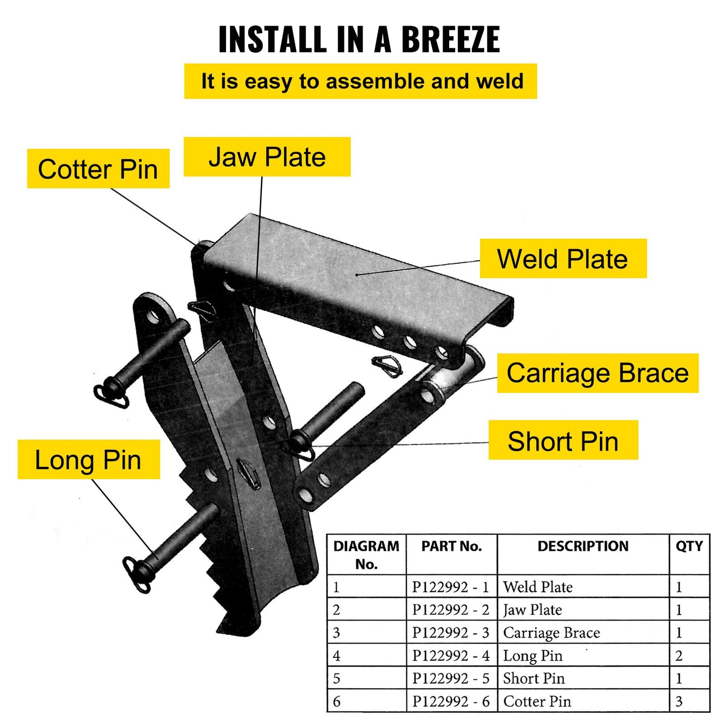 Backhoe Excavator Thumb Attachments, 36 inch Adjustable Extreme Weld On Backhoe Thumb Hoe Clamp 1/2 Inch Teeth Thick Steel Plate 16MM Assembly Bolt-On Design