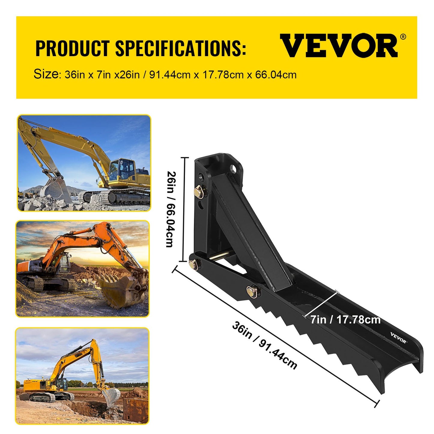 Backhoe Excavator Thumb Attachments, 36 inch Adjustable Extreme Weld On Backhoe Thumb Hoe Clamp 1/2 Inch Teeth Thick Steel Plate 16MM Assembly Bolt-On Design