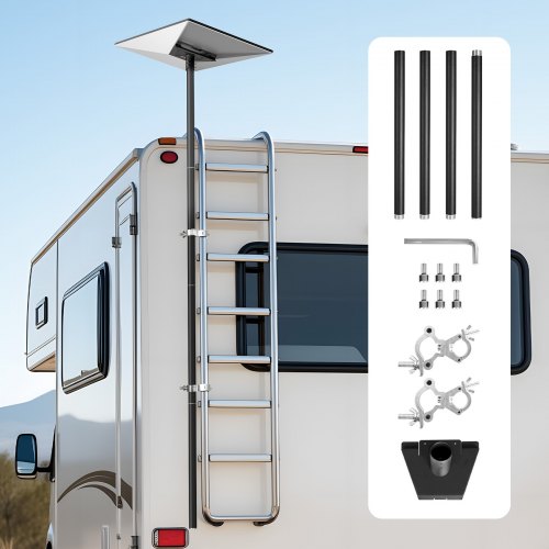 Starlink RV Ladder Mount, 360°Adjustable Angle Mounting Standard Gen 3 Pipe Kit, Heavy-Duty Steel Extra Long Starlink RV Ladder Adapter, Compatible with Gen3 and V3, Easy to Assembly, Black