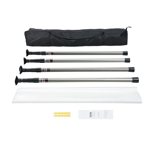 Dust Barrier Poles, 12 Ft Poles with 4 Telescoping Poles, Carry Bag, and 32.8x13.12 Ft Plastic Film, for Interior Decoration and Painting Projects