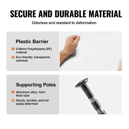 Dust Barrier Poles, 12 Ft Poles with 4 Telescoping Poles, Carry Bag, and 32.8x13.12 Ft Plastic Film, for Interior Decoration and Painting Projects