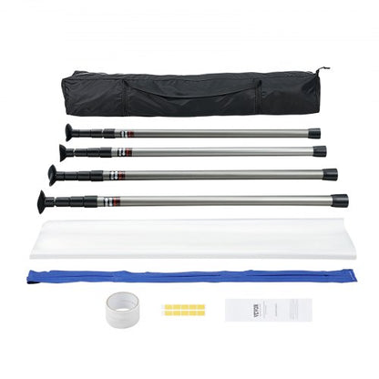 Dust Barrier Poles, 304.8 cm Barrier Poles, Dust Barrier System with 4 Telescoping Poles, Magnetic Zipper, Carry Bag and 999.7x399.9 cm Plastic Film, for Interior Decoration, Painting