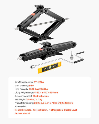 2000 kg saxdomkrafter för husbilar, 10–61 cm saxdomkrafter för husbilsstabilisator, set om 2, kraftig domkraft med vev, hylsa och vattenpass, böjs eller deformeras inte lätt