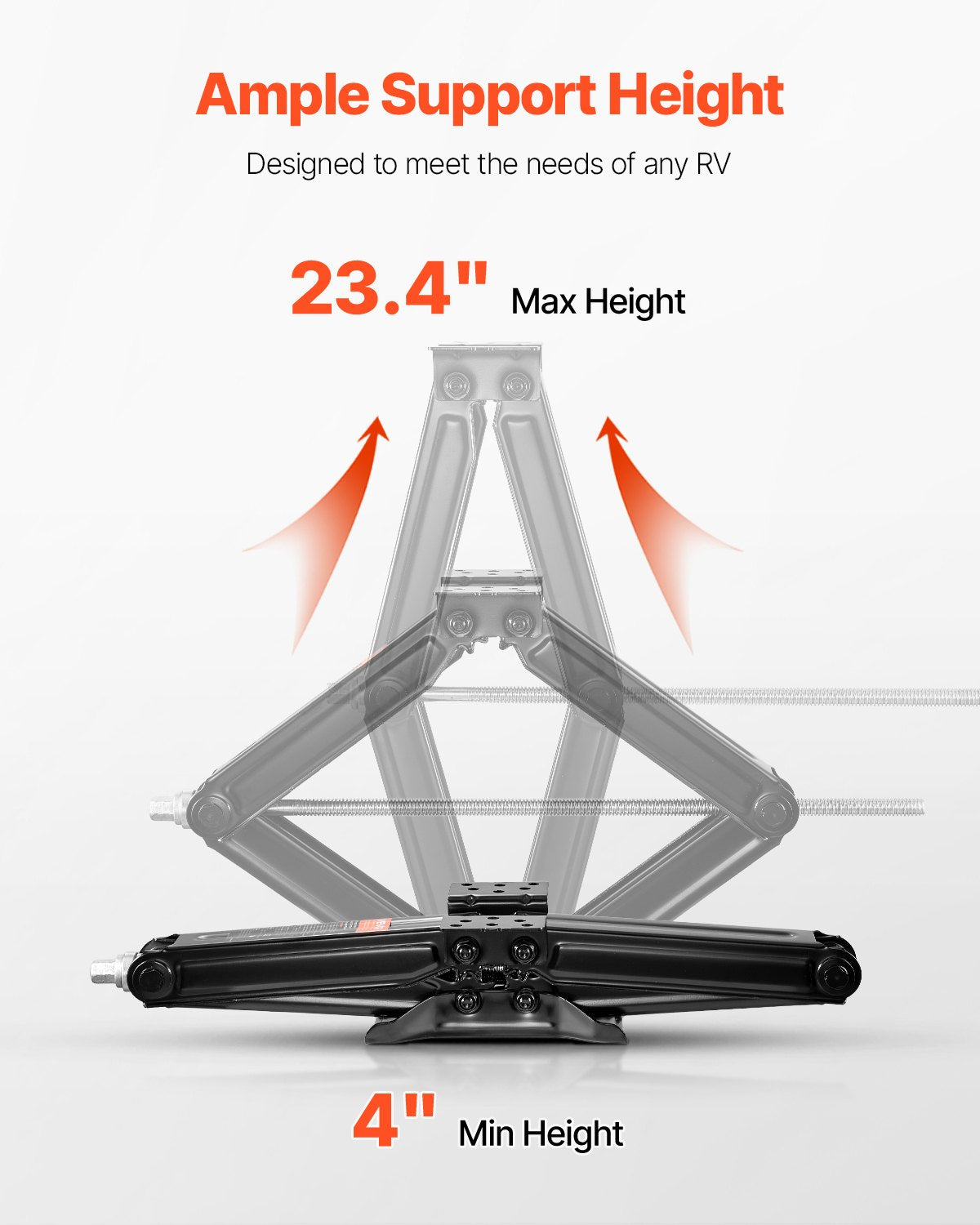9000 lbs saxdomkrafter för husbilar, 4-23,4 tum saxdomkrafter för husbilsstabilisator, set om 2, kraftig stabilisatordomkraft med vev, hylsa och vattenpass, böjs eller deformeras inte lätt