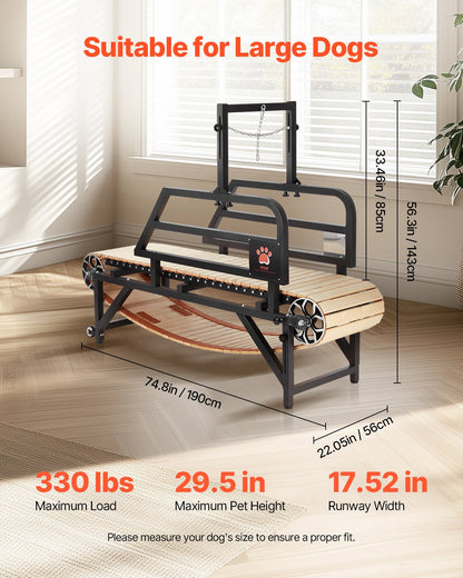 Dog Treadmill for Large Dogs, 330 lbs Weight Capacity, 17.52" Runway, Dog Running Machine with Adjustable Ramps, Dog Pacer Slatmill for Dogs, Pet Treadmill for Indoor & Outdoor Exercise