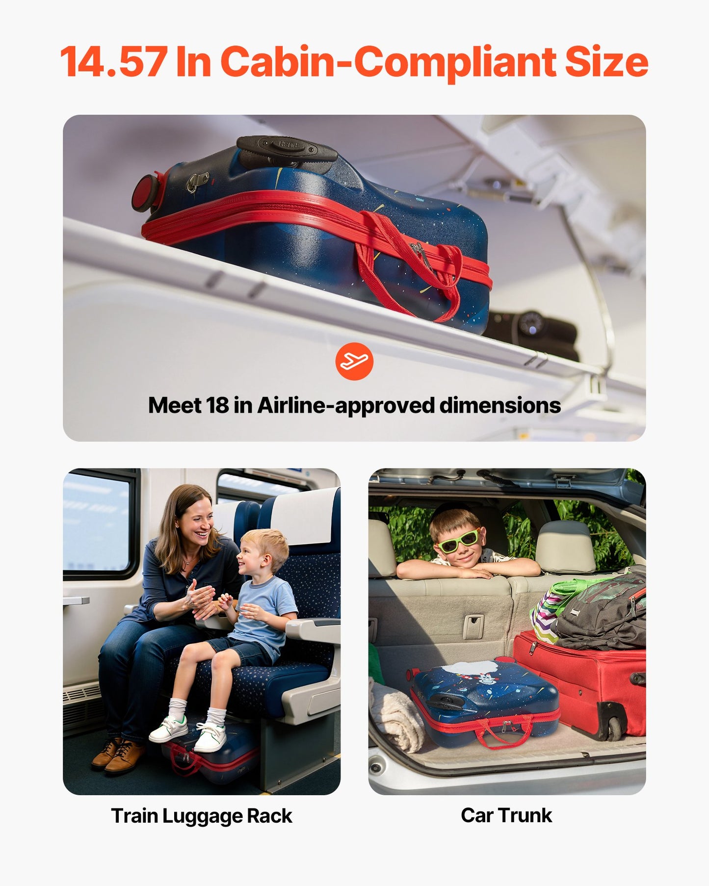 Åkväska, 26 liters kapacitet, 18 tums dragväska med hjul för småbarn, justerbar axelrem, lätt barnväska för pojkar och flickor från 3 år, blå och vit