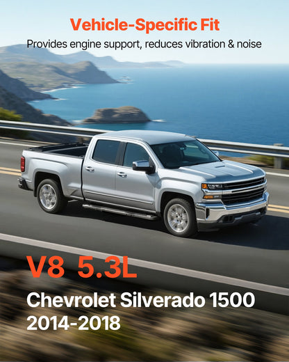 Motorfäste, vänster fram, universal kompatibel med 2014–2018 Chevrolet Silverado 1500 5.3L V8, säkert stöd, kraftig aluminiumkonstruktion, svart