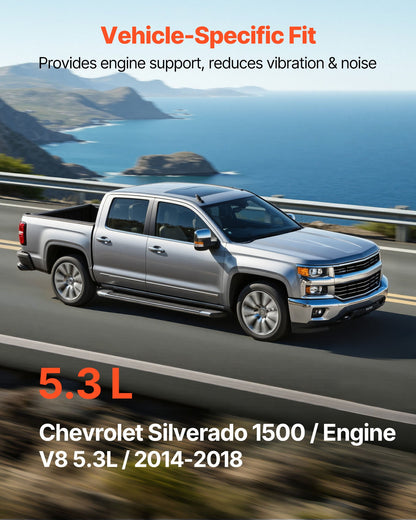 Engine Motor Mount Kit Replacement, Set of 2, Compatible with 2014–2018 Chevrolet Silverado 1500 5.3L V8, Replace OE# 84175582, 84175583, Secure Support, Left and Right Front Mounts