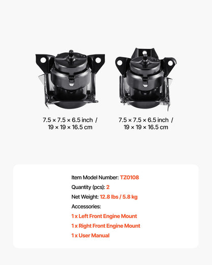 Engine Motor Mount Kit Replacement, Set of 2, Compatible with 2014–2018 Chevrolet Silverado 1500 5.3L V8, Replace OE# 84175582, 84175583, Secure Support, Left and Right Front Mounts