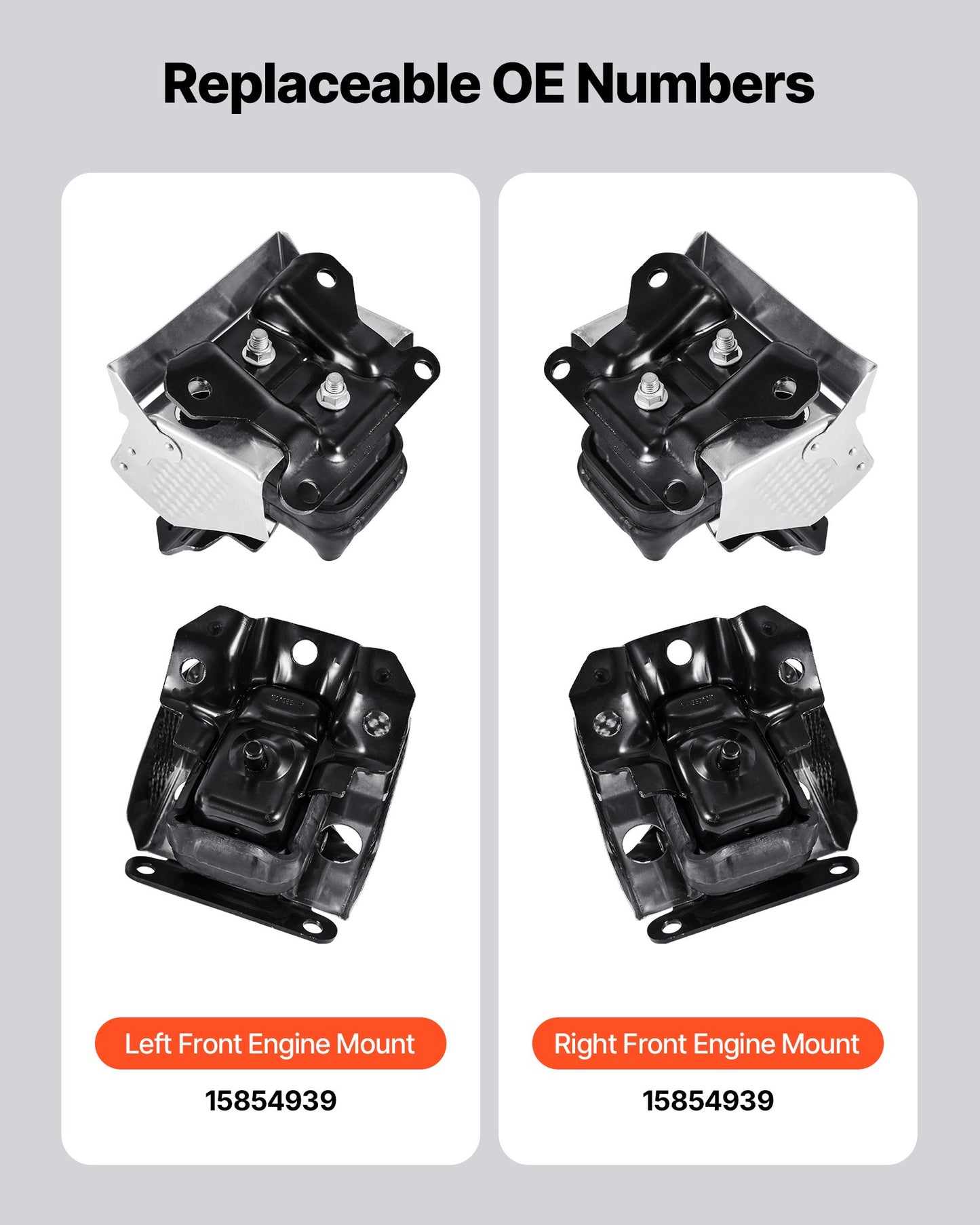 Engine Motor Mount Kit Replacement, Set of 2, Compatible with 2007–2013 Chevrolet Silverado 1500 5.3L V8, Replace OE# A5365, A5365, Secure Support, Left and Right Front Mounts