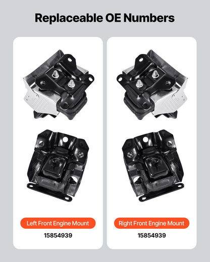 Engine Motor Mount Kit Replacement, Set of 2, Compatible with 2007–2013 Chevrolet Silverado 1500 5.3L V8, Replace OE# A5365, A5365, Secure Support, Left and Right Front Mounts