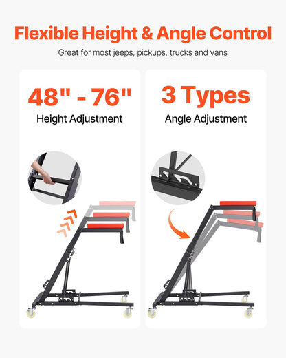 Automotive Topside Creeper, with Adjustable Height 1219-1930 mm, 400 LBS Capacity High Creeper, 4 Swivel Caster Wheels, Heavy Duty Creeper for Auto Repair and Maintenance