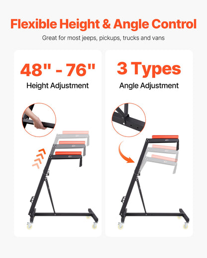 Automotive Creeper, with Adjustable Height 49.6" to 75.6", 400 LBS Capacity High Creeper, 4 Swivel Caster Wheels, Heavy Duty Creeper for Auto Repair and Maintenance
