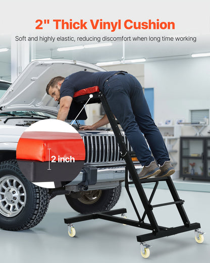 Automotive Creeper, with Adjustable Height 49.6" to 75.6", 400 LBS Capacity High Creeper, 4 Swivel Caster Wheels, Heavy Duty Creeper for Auto Repair and Maintenance