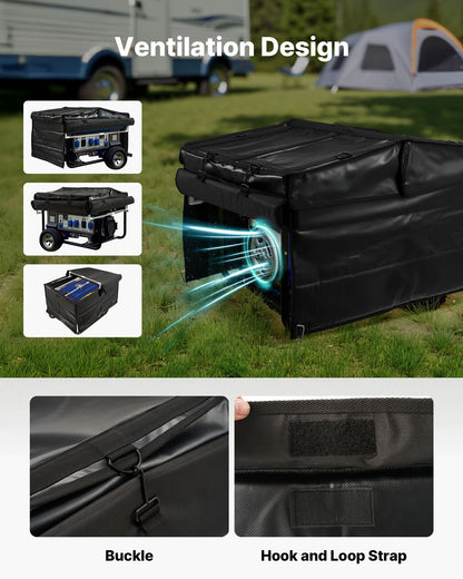 Generator Cover, 865 x 660 x 535 mm Waterproof Universal Generator Cover for Most Generators 3500-12000 Watt, Portable Generator Running Cover with Heavy Duty Thicken 420D Oxford Fabric, Black