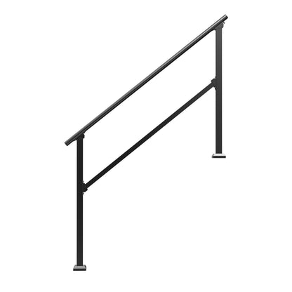 Handrails for Outdoor Steps, 4-5 Step Stair Hand Rail Kit, Transitional Carbon Steel Railings with Installation Kit, Stair Rails for Seniors, Concrete Steps & Porch & Deck, Black Square Tube