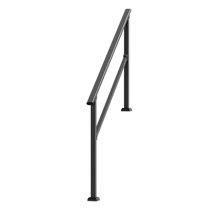 Handrails for Outdoor Steps, 4-5 Step Stair Hand Rail Kit, Transitional Carbon Steel Railings with Installation Kit, Stair Rails for Seniors, Concrete Steps & Porch & Deck, Black Square Tube