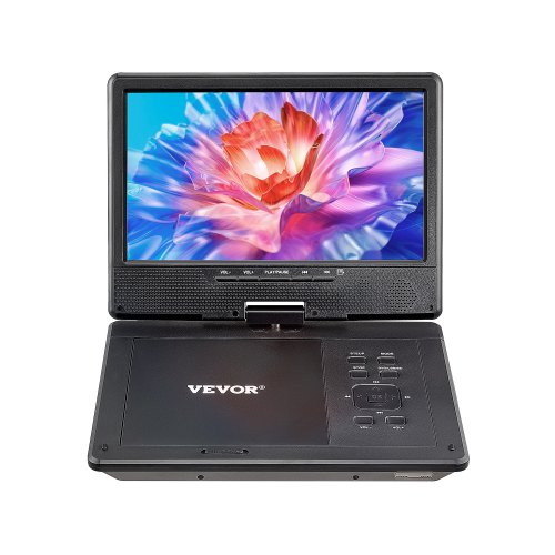 Portable DVD Player, 9 inch HD Swivel Display Screen, 4 Hours Built-in Rechargeable Battery, Dual Speakers, Support Sync TV/USB/SD Card/CD/DVD, Car Charger, AC Power Adapter, Remote Control