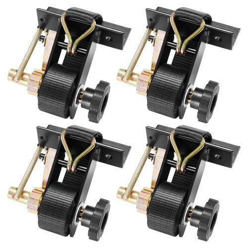 Ladder Rack Ratchet Straps, Black Square Tube Mount, 38 mm Wide x 2.25 m Long Black Ladder Rack Straps with Double J-Hooks, 226.8 kg Load Heavy Duty, Cargo Buckle Lock Strap (4 Pack)