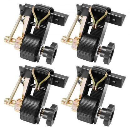 Ladder Rack Ratchet Straps, Black Square Tube Mount, 38 mm Wide x 2.25 m Long Black Ladder Rack Straps with Double J-Hooks, 226.8 kg Load Heavy Duty, Cargo Buckle Lock Strap (4 Pack)